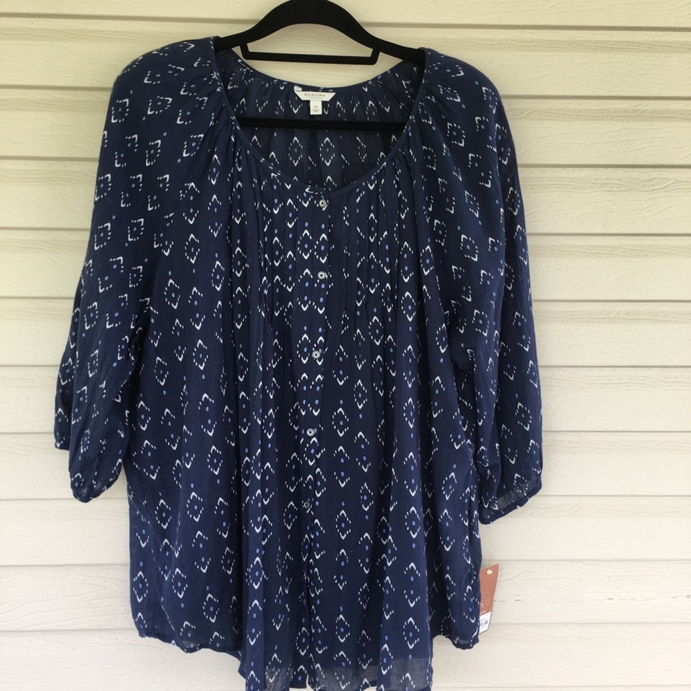 Sonoma Navy Print Two Piece Top